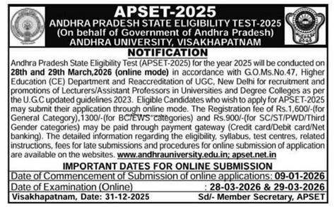 APSET Notification 2025 Online Apply - GSR INFO @AP Teachers