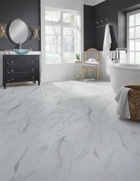 A clean, white marble look with dramatic veining, Adura® Legacy (color ...