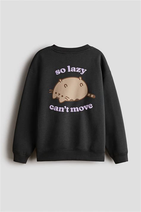 Oversized print-motif sweatshirt - Dark grey/Pusheen the Cat - Kids | H ...