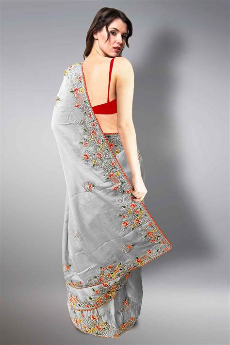 Buy Floral Embroidery Saree Online Now