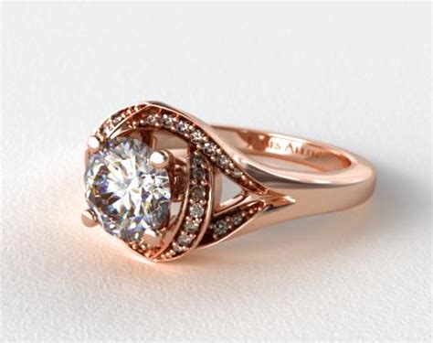 14K Rose Gold Love Knot Diamond Engagement Ring-17029r14