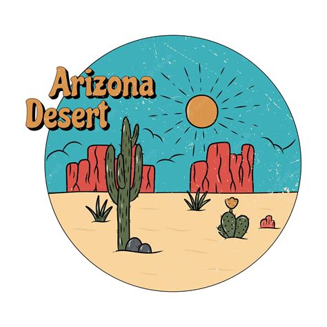 Premium Vector | Arizona desert vibes with cactus and mountain print ...