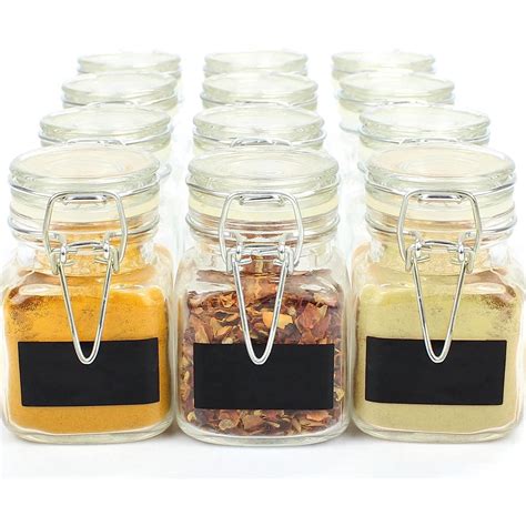Pack of 12 Mini Glass Spice Jars