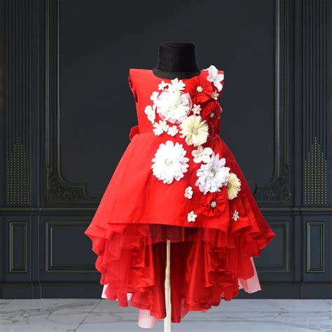 Buy Trendy Net Red Party Wear Baby Girls Dress- Red Gown