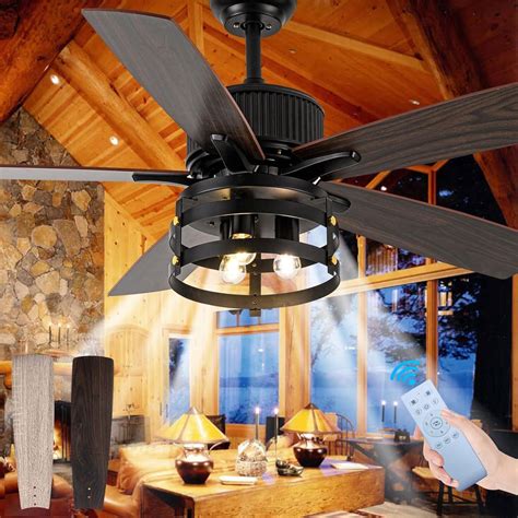 Amazon.com: Farmhouse Rustic Ceiling Fan with Lights, 52 Inch ...