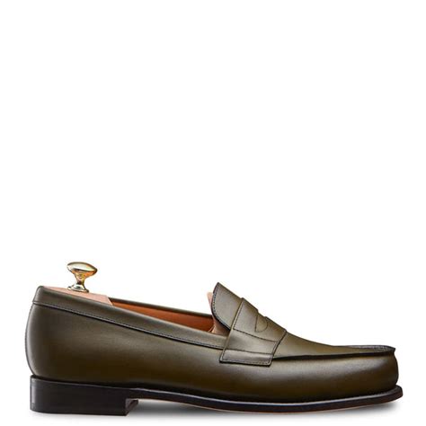 Classic Leather Green Penny Loafer For Men
