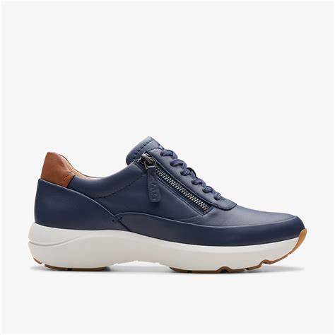 Womens Tivoli Zip Navy Leather Trainers Trainers | Clarks UK