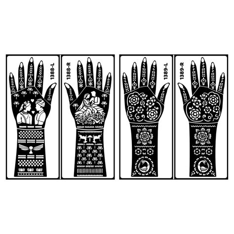 Temporary Tattoowala Simple Design for Both Hand Mehndi Design Stencil ...