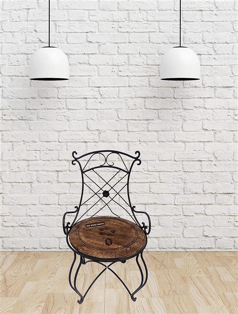 AWC Wooden & Iron Antique Chair for Living Room- Black & Brown : Amazon ...