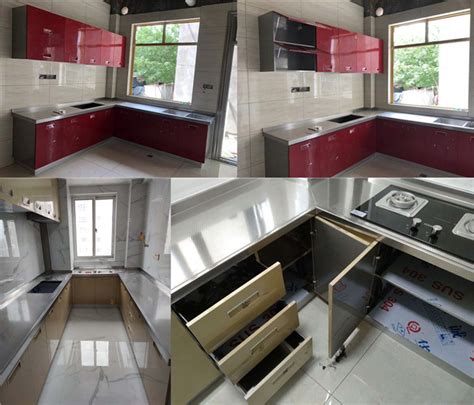 南京不锈钢橱柜 整体厨房厨柜欧式304钢202钢L形U型灶台-阿里巴巴