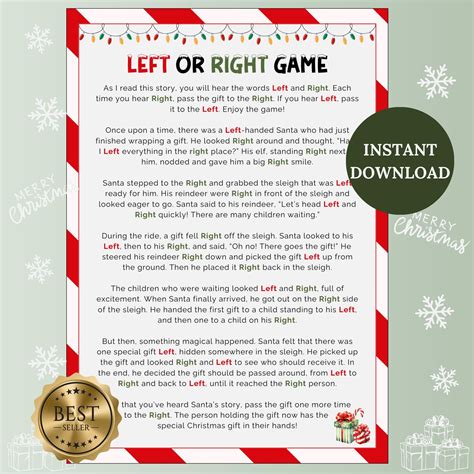 Left Right Poem - Fun Printable Christmas Gift Exchange Game for ...