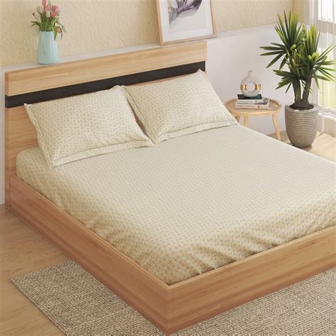 Buy Medley Dastkari Cotton 180TC Printed 3Pcs King Fitted Bedsheet Set ...