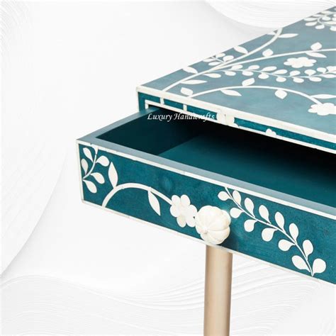 Vine Bone Inlay Desk Teal Green – luxuryhandicrafts.in