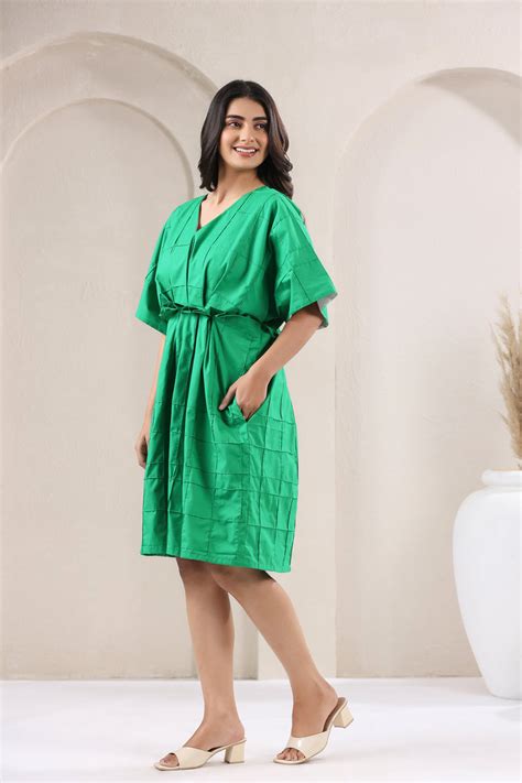 Green Pop Dress With High Styling – NEERJA INTERNATIONAL INC