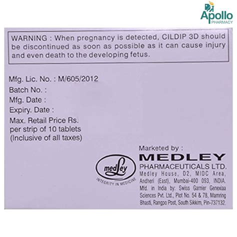 CILDIP 3D TABLET Price, Uses, Side Effects, Composition - Apollo Pharmacy