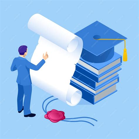 Premium Vector | Isometric concept of education graduation technology ...