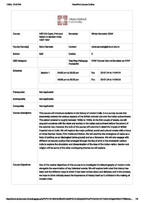 HST104 Course Outline - 12:42 PM Course Outline Ahmedabad University ...
