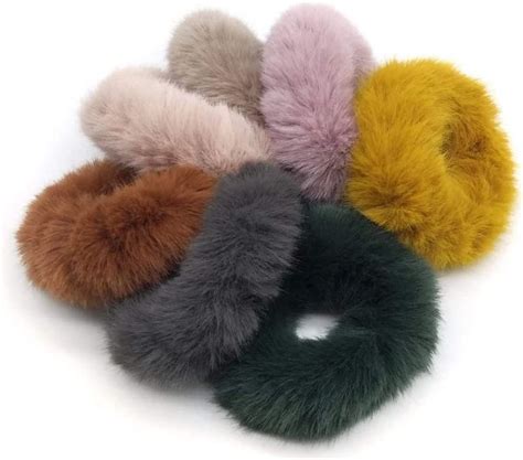 OurStores Soft Fluffy Fur Elastic Multicolor Hair Rubber Bands for Kids ...