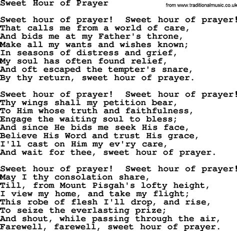 Baptist Hymnal, Christian Song: Sweet Hour Of Prayer- lyrics with PDF ...