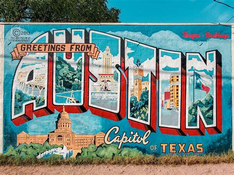 'Greetings from Austin' Mural Photo Guide - Enchanting Texas