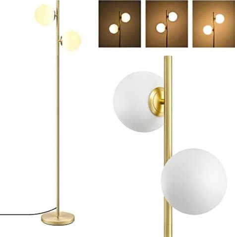 EDISHINE Modern Globe Floor Lamp, Dimmable Mid Century Floor Lamps ...