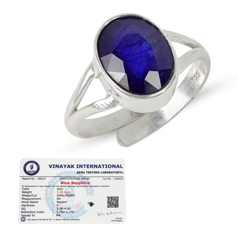 Crystu Natural Certified Neelam Blue Sapphire Gemstone Adjustable Ring ...