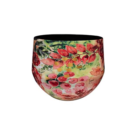Designed by Lammie Pot Rose Rouge - Green Bubble