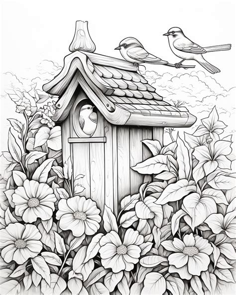 Birds and House Coloring Pages | Premium AI-generated image