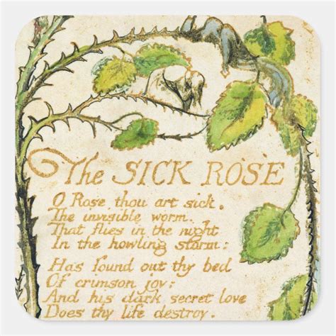 William Blake | The Sick Rose, from Songs of Innoc Square Sticker ...