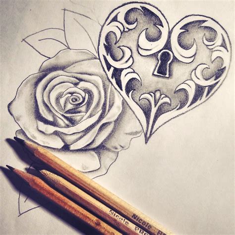 Heart And Rose Drawings In Pencil at Virginia Morgan blog