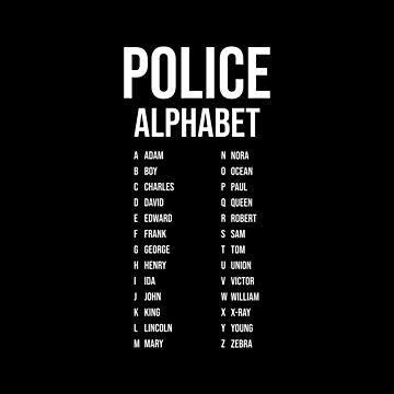 "Police Phonetic Alphabet Chart Code Guide" Sticker for Sale by ...