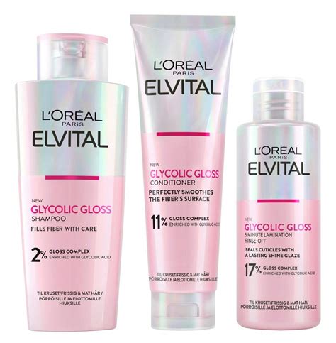 L'Oréal Paris Elvital Glycolic Gloss Shampoo, Conditioner & Treatment 2 ...