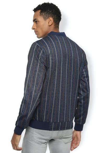 Buy Men Navy Stripe Casual Jacket Online - 610045 | Van Heusen