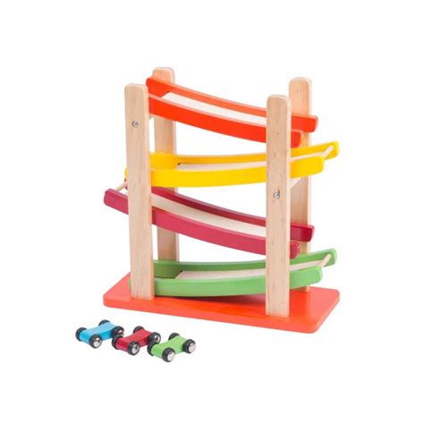 Drveni tobogan za autiće sa tri autića 36315 | Volim svoj dom