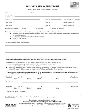 WIC Check Replacement Form - Blank Fillable Template | Fill Out, Print ...