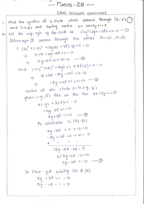 2 B - I want it for the Study purpose - MATHS 2B LONG ANSWER QUESTIONS ...