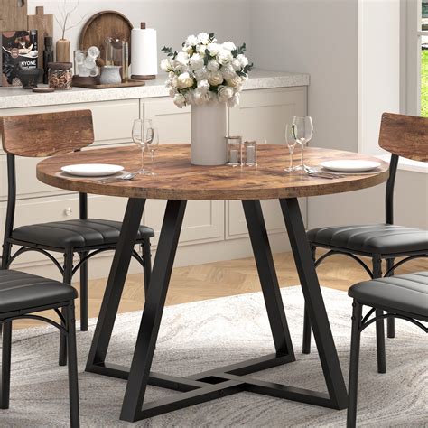 Vipuse 42 Inch Rustic Round Dining Table, Circle Dining Table for ...