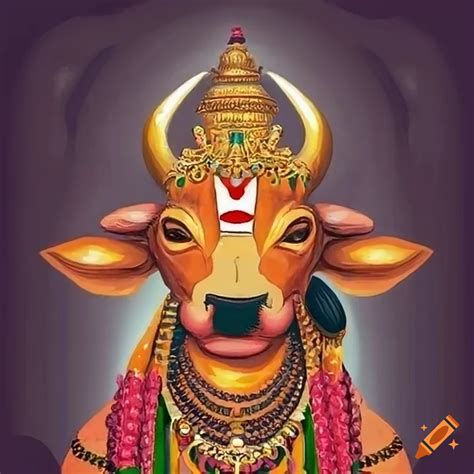 Sculpture of nandi, the sacred bull in hinduism