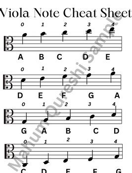Viola Note Cheat Sheet by Mahum Qureshi | TPT
