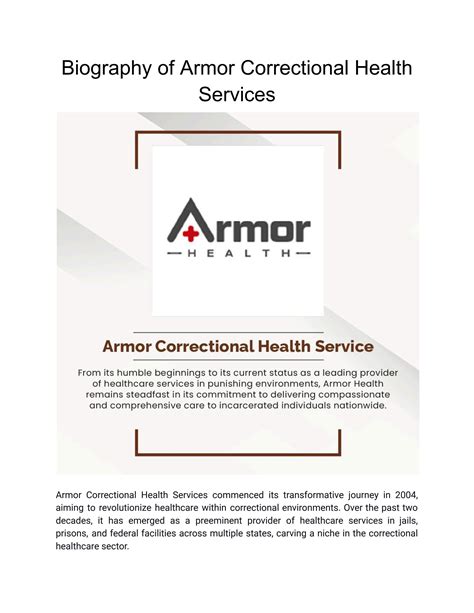 Biography of Armor Correctional Health Services by Armor Correctional ...