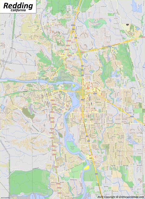 Downtown Street Map Redding Ca Redding, California Street Map
