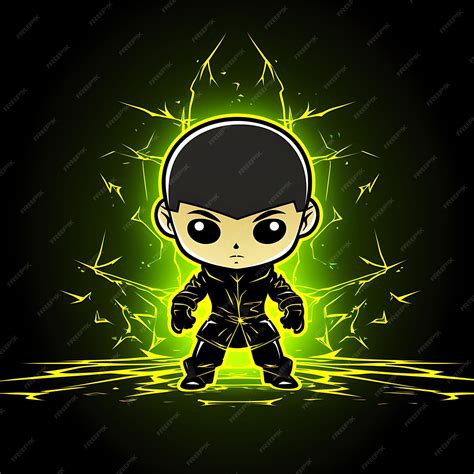 Premium Photo | Neon Character of Determined Chibi Boy With Buzz Cut ...