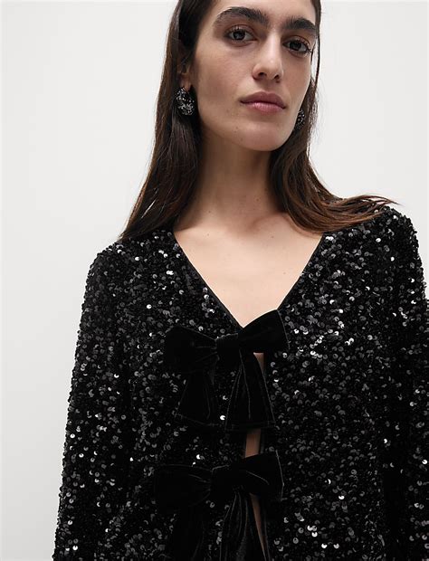 Buy Sequin V-Neck Blouse at Marks & Spencer