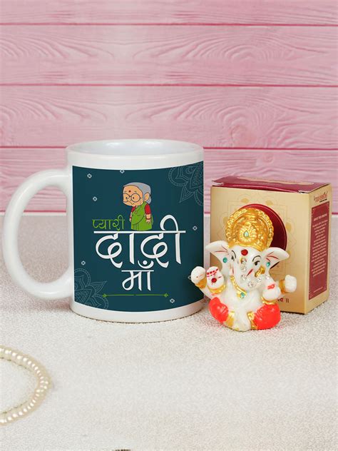 Buy | Pyaari Dadi Maa Printed Ceramic Coffee Mug with Mini Ganesha Idol ...