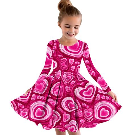 Girls Dresses Yourumao Girls Long Sleeve Dresses Casual Love Heart ...