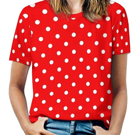 Black White Polka Dots T-Shirt O Neck Retro Print Overd T Shirts Short ...