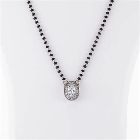 Solitaire Oval Shape Mangalsutra in Silver 92.5 – Prinjal Jewels