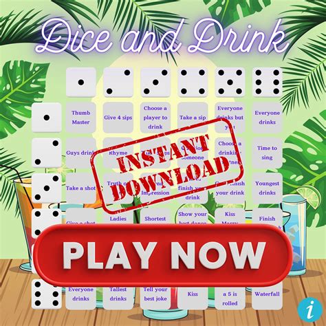 Dice and Drink Adult Drinking Game Student Game Fun Party Game Pre ...