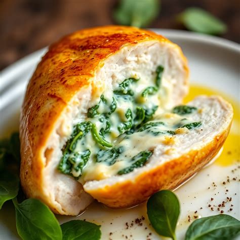Cheesy Spinach Stuffed Chicken Breast Recipe | cookAIfood