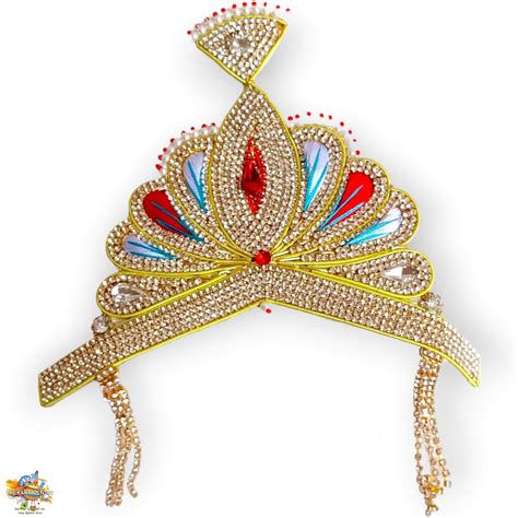 Buy Brij Sugandha Silk Jari Mukut- Handwork Zardosi Red & White Fabric ...